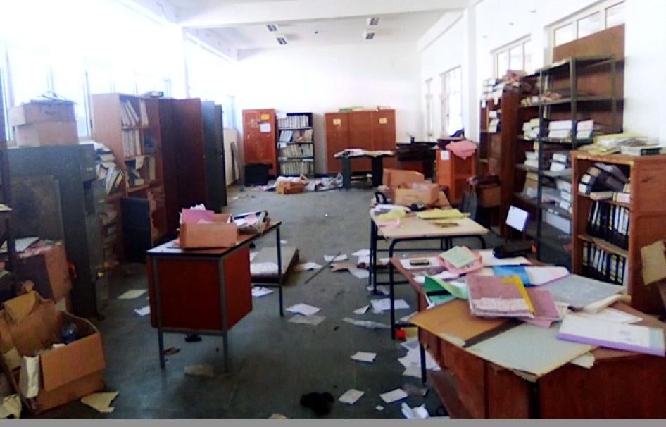 Damaged room at Atse Yohannes high school in Mekelle, Tigray. 