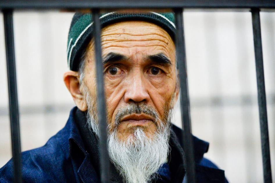 Azimzhan Askarov Pictured here during hearings at the Bishkek regional court, Kyrgyzstan, October 4th, 2016.  
