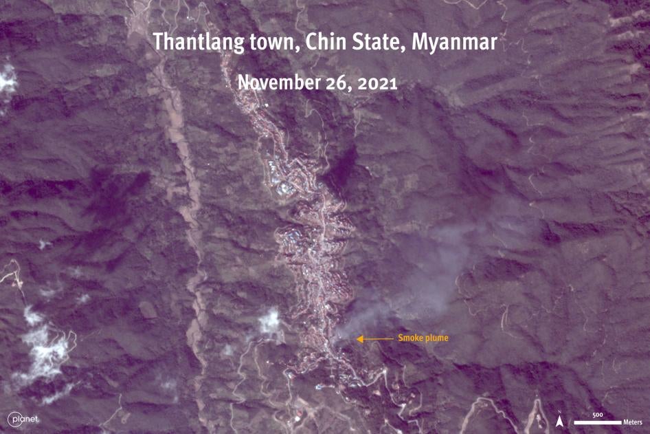 Satellite image shows a smoke plume from an active fire