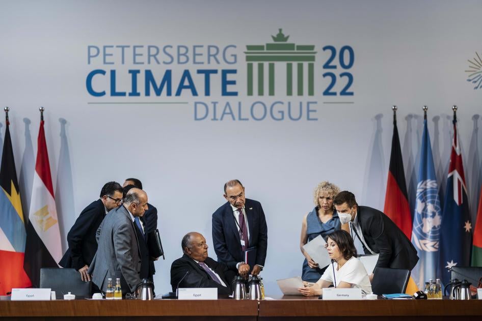 Annalena Baerbock (Alliance 90/The Greens), Federal Foreign Minister, and Sameh Shoukry, Foreign Minister of Egypt, photographed as part of the Petersberg climate dialogue at the Federal Foreign Office in Berlin, July 19, 2022.