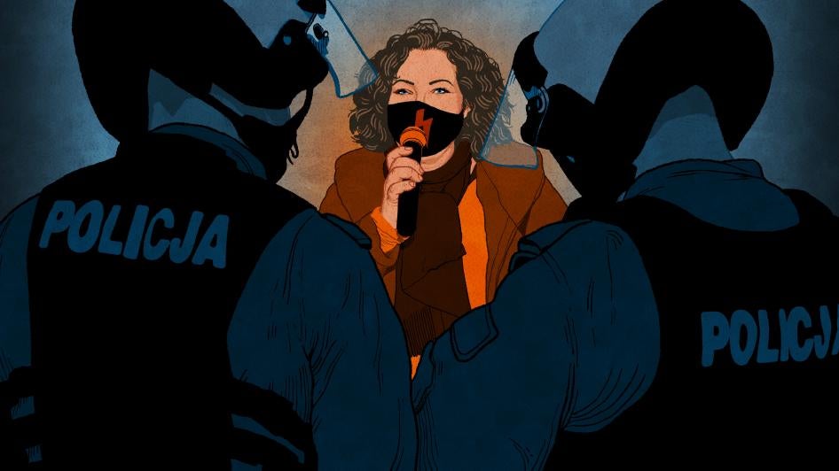 Protest leader Marta Lempart at an abortion rights rally in Poland. 