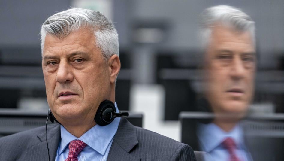 Ish-presidenti i Kosovës Hashim Thaçi në Dhomat e Specializuara të Kosovës në Hagë më 9 nëntor të vitit 2020.