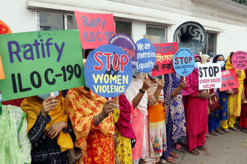 Garment workers protest against sexual violence and harassment at the workplace, Dhaka, Bangladesh, November 11, 2021.