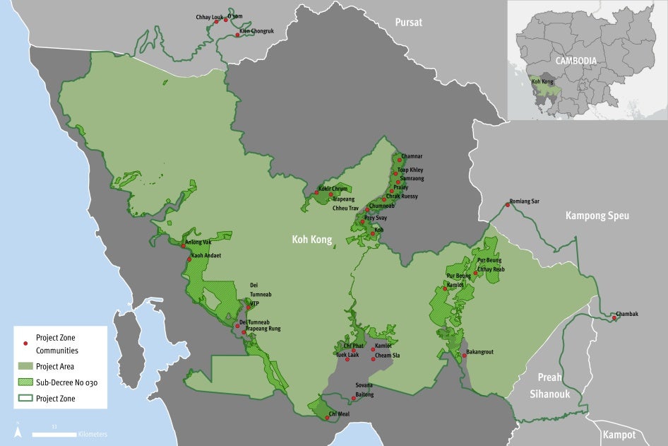 Map of Zones excised from protected areas by sub-decree no. 30 (2021) and their overlap with the Southern Cardamom REDD+ Project