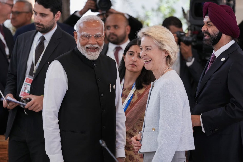 Indian Prime Minister Narendra Modi and European Commission President Ursula von der Leyen.