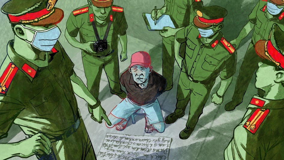 Illustration of police arresting a man