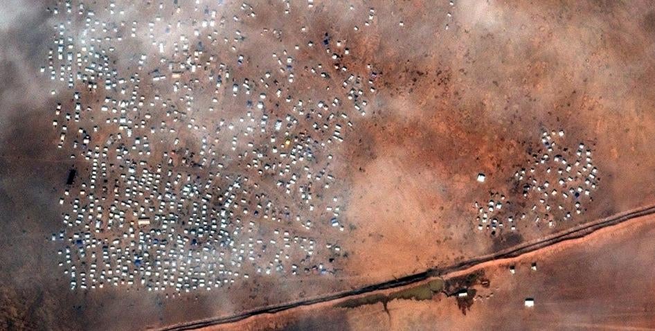 Satellite image of Syrian asylum seeker encampment, Rukban, Jordan. Image taken on morning of December 5, 2015.