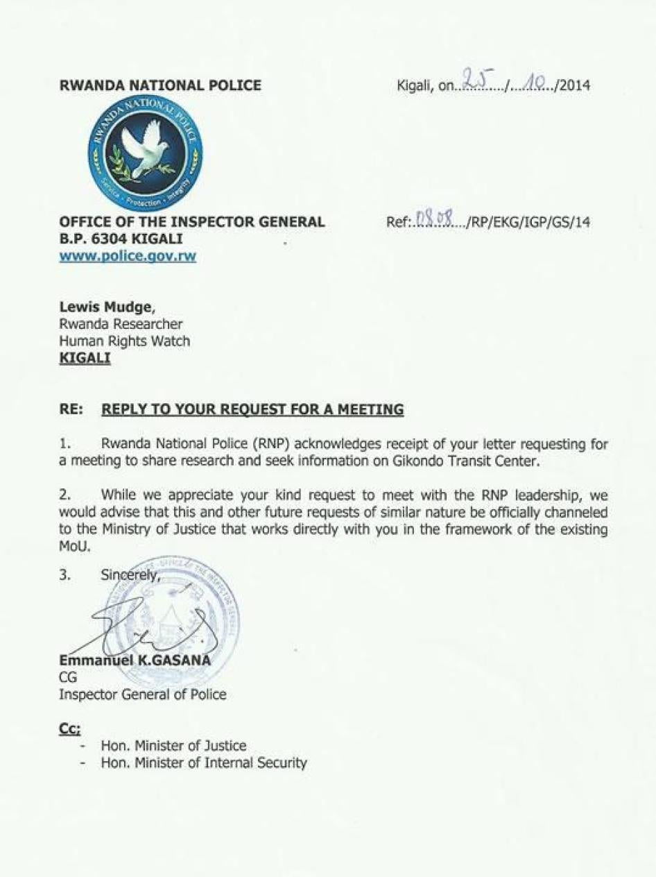 reply from police to lewis mudge