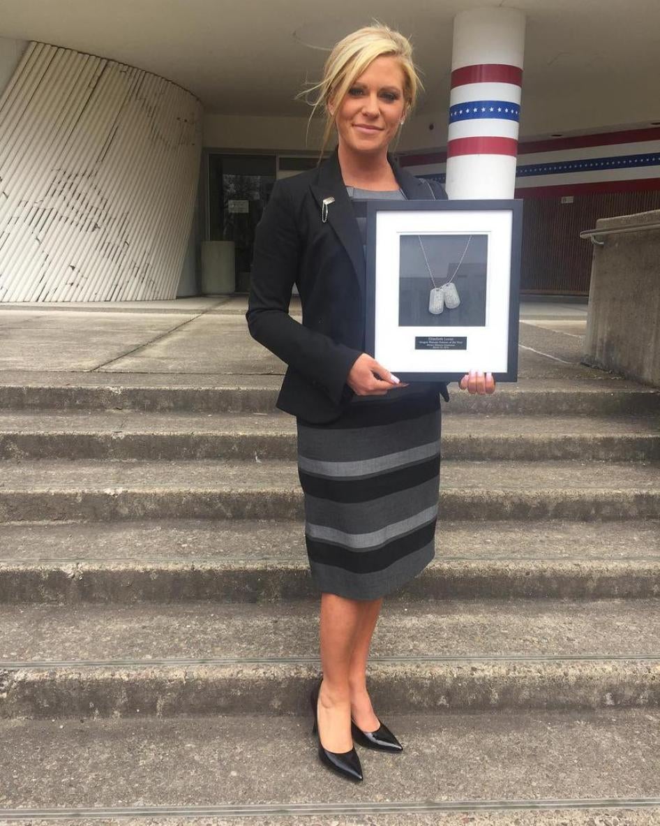 Liz, after being awarded the Oregon Woman Vet of the Year by the Oregon Department of Veteran’s Affairs. Salem, Oregon. April, 2016 