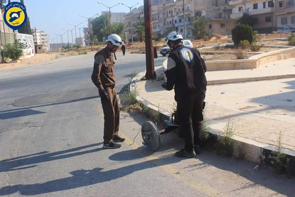 Photo showing incendiary weapon remnants in Idlib city.