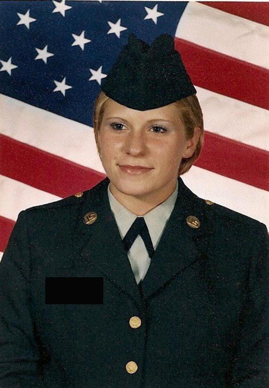 Eva Washington after finishing boot camp in 2000. She was raped repeatedly while in training for Army Intelligence and given a Personality Disorder discharge without having a medical diagnosis.