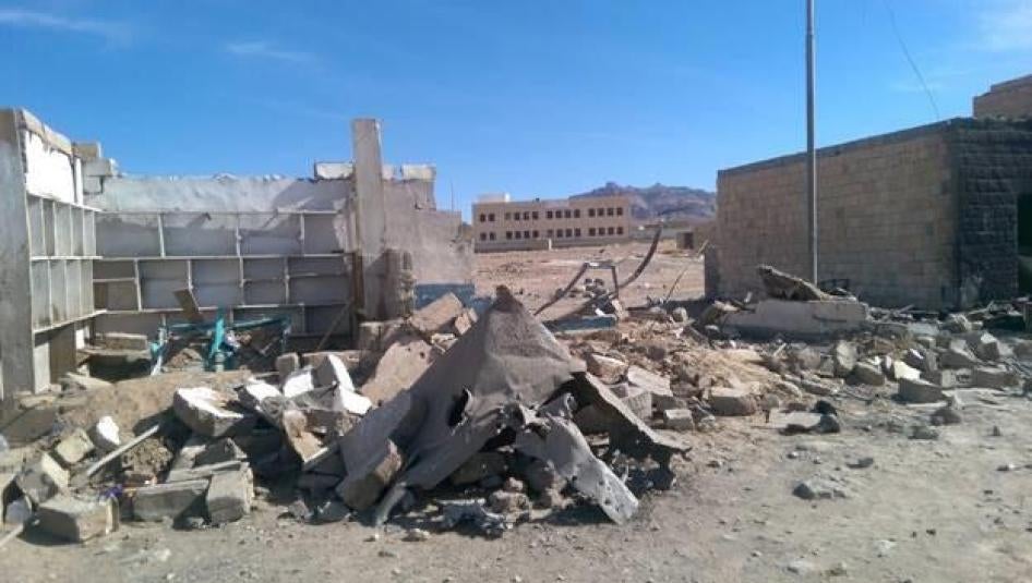The informal gas station in Bani Mea’asar village after it was hit by a Saudi-led coalition airstrike on January 10, 2017. The attack killed two students and a school administrator and wounded three children. Mwatana, a leading Yemeni human rights organiz
