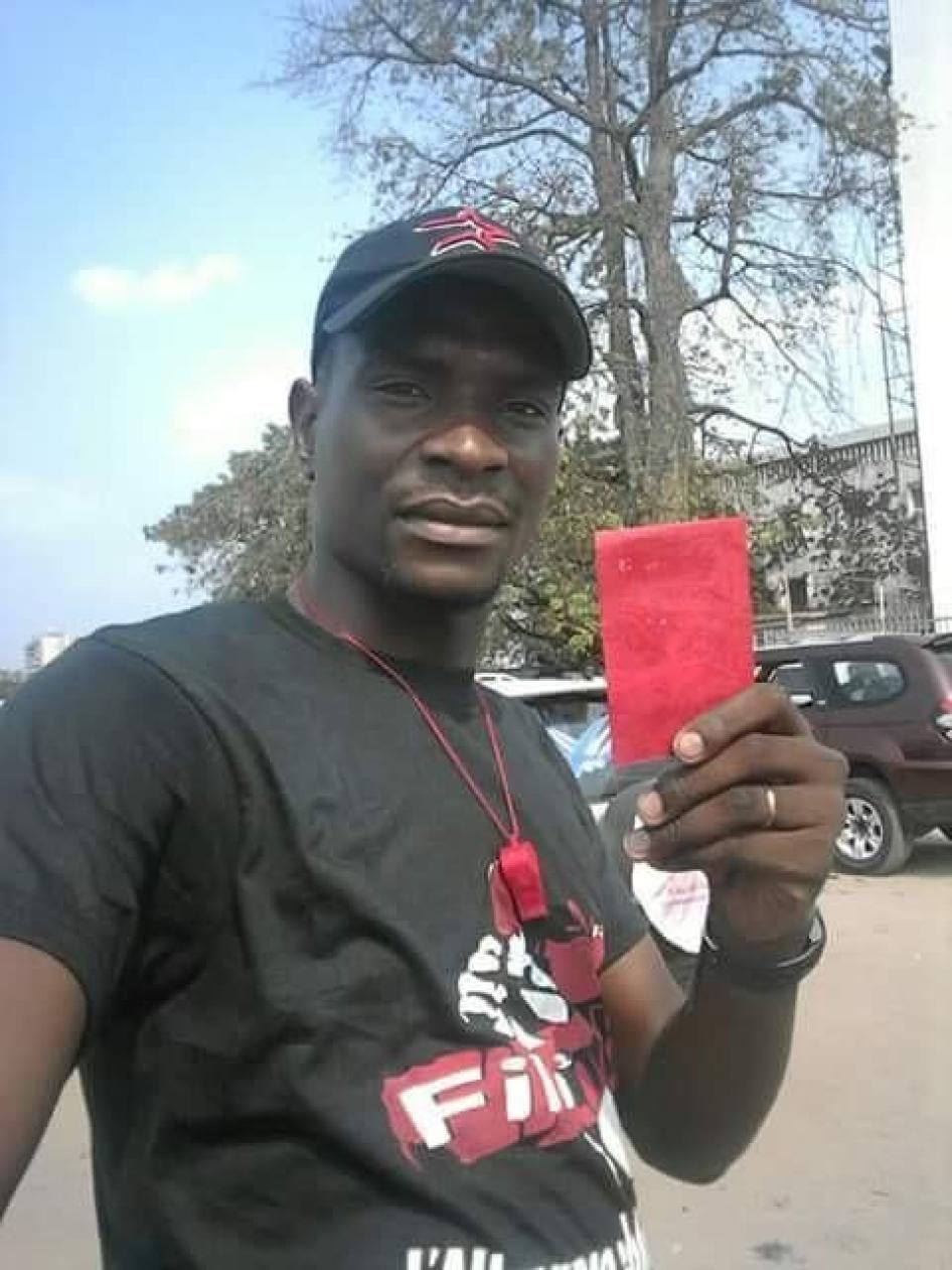 Carbone Beni, Filimbi network coordinator, in Kinshasa, Democratic Republic of Congo, in 2016.