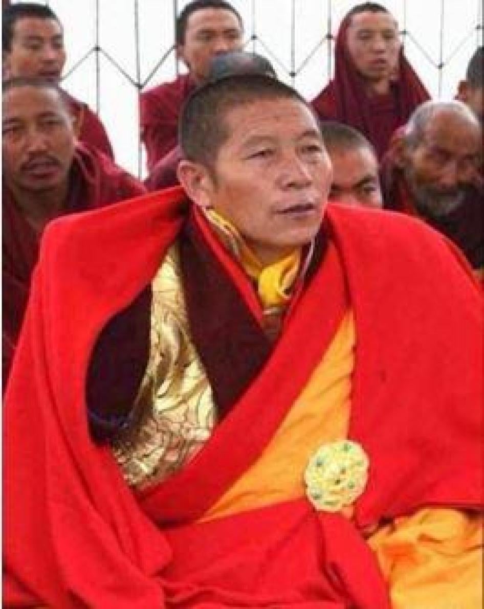 Personal photo of Jampel Wangchuk, senior monk and disciplinarian at Drepung Loseling, obtained by the Central Tibetan Administration Department of Security. Date unknown. 