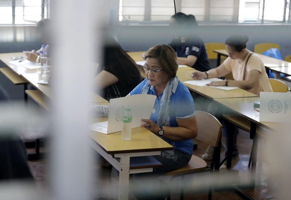 Jailed Senator Leila de Lima votes during the midterm elections in Paranaque, Philippines, May 13, 2019.
