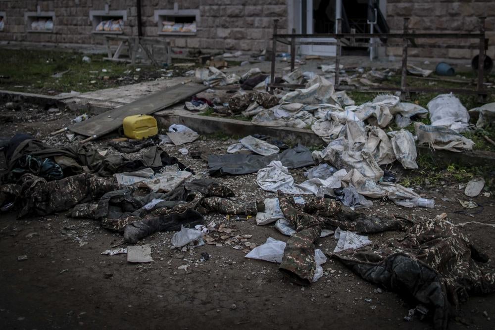 Debris strewn about a classroom 
