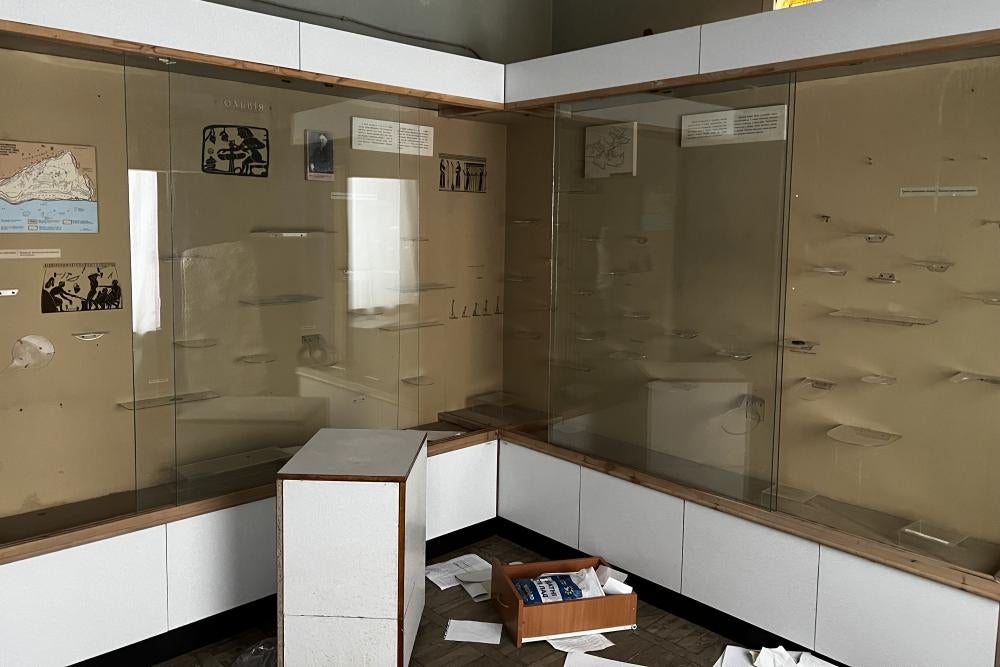 Emptied glass display cases