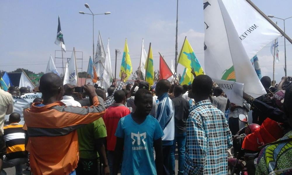 Demonstrators protest against election delays in Goma, eastern Democratic Republic of Congo, on September 19, 2016. 