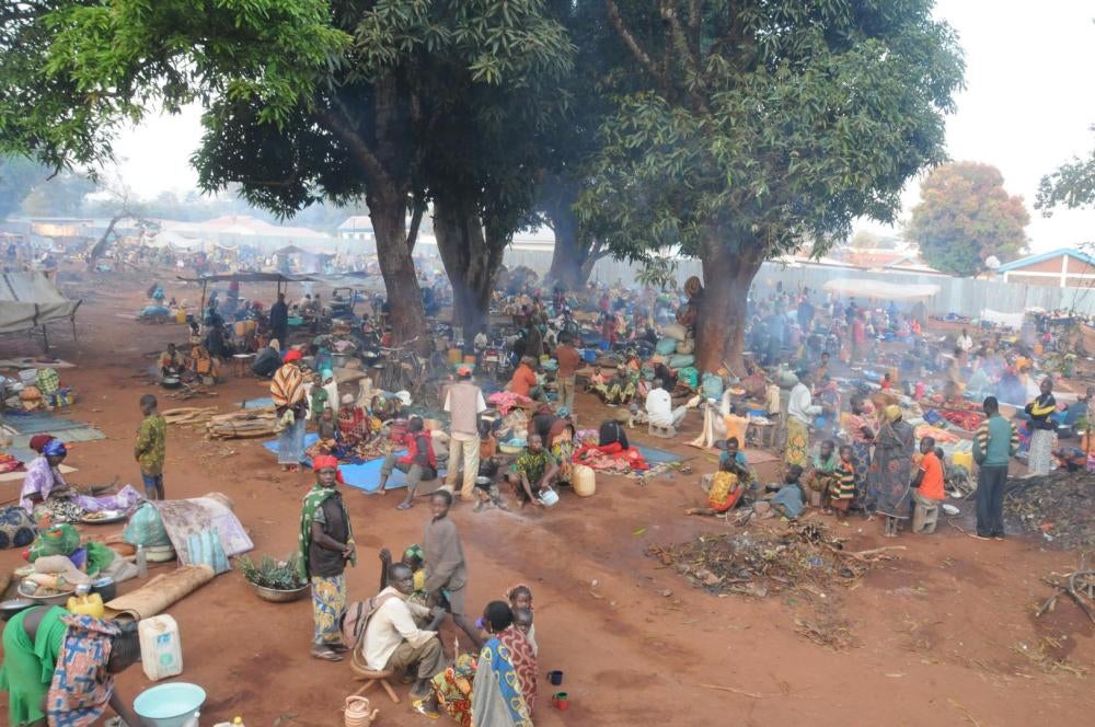 A new camp for people displaced by the fighting in Bria, Central African Republic.
