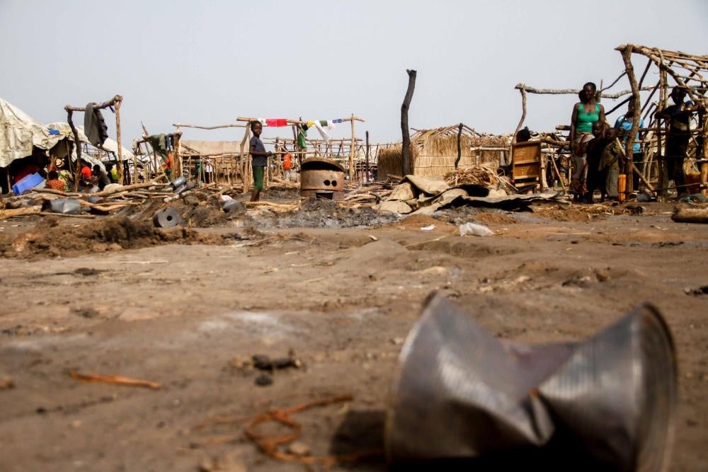 The “MINUSCA” displacement camp in Kaga-Bandoro on April 9, 2017. For people with physical or sensory disabilities, the camp is hazardous and unhealthy to navigate. 