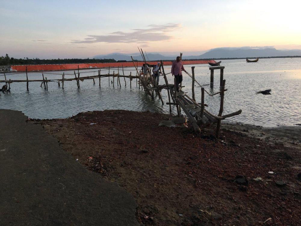 A bridge at the Bangladesh-Burma border crossing. 