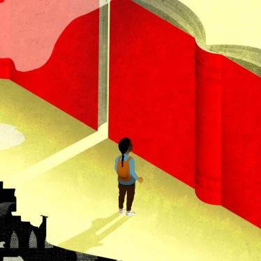 An illustration of a schoolchild staring at a wall, with a burning city behind them