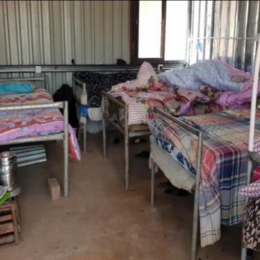 Crowded sleeping arrangements for workers confined to a copper/cobalt mine in Congo during the Covid-19 pandemic. 