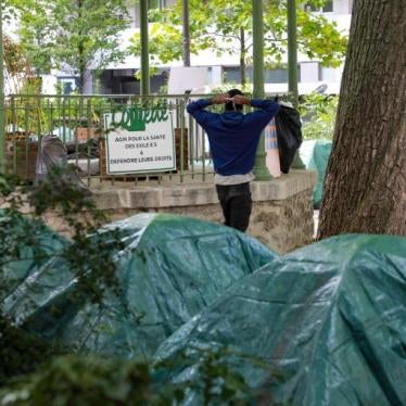 Unaccompanied migrant children camping at Jules Ferry Park in the 11th district of Paris, July 2020.
