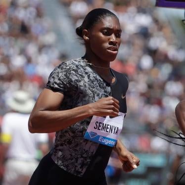South Africa's Caster Semenya competes in the women's 800-meter race during the Prefontaine Classic, an IAAF Diamond League athletics meeting, in Stanford, California, June 30, 2019.