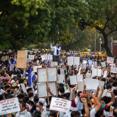 Chandrashekhar Azad, leader of the Bhim Army, a party advocating for the rights of Dalits, speaks during a protest against the gang rape and killing of a Dalit woman in Uttar Pradesh state, in New Delhi, India, October 2, 2020. 