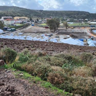 The area on the hill from where authorities are removing soil