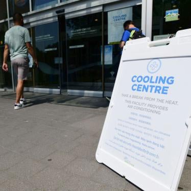 A person enters the Hillcrest Community Centre, where they can cool off during the extreme hot weather in Vancouver, British Columbia, Canada, June 30, 2021.