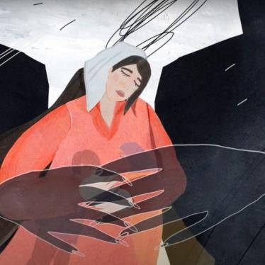 A picture from an animation by Justice Initiative Project on the custom of taking children away from mothers in Chechnya and Ingushetia.