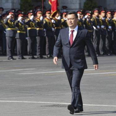 Президент Кыргызстана Садыр Джапаров на военном параде в честь Дня Независимости на площади Ала-Тоо в центре Бишкека, Кыргызстан. 31 августа 2021 г.