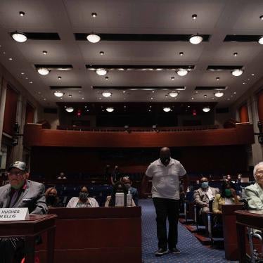 Hughes Van Ellis (left), a Tulsa Race Massacre survivor and World War II veteran, and Viola Fletcher (second right), oldest living survivor of the massacre, testify about the massacre’s ongoing impact before the US House of Representatives in Washington, DC, on May 19, 2021.