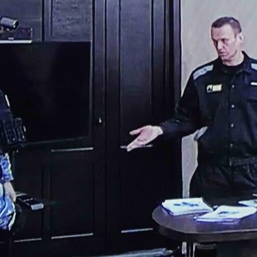 Alexei Navalny, a jailed opposition leader, during a court session in Pokrov, Vladimir region, Russia, March 22, 2022.