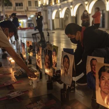 Journalists from Veracruz commemorate their killed colleagues and demand an end to violence against journalists during a nationwide demonstration, at the Zócalo of Veracruz, Mexico, on 25 January 2022.