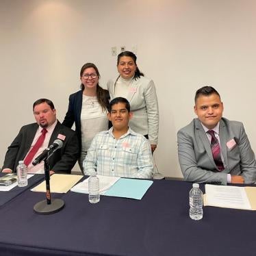 A group of Mexican activists with intellectual disabilities poses for a photo. 