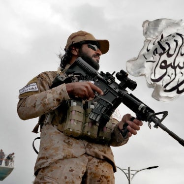 A Taliban special forces soldier stands guard in Kabul