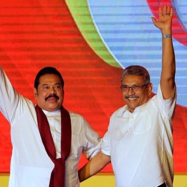 Mahinda Rajapaksa, left, and his brother Gotabaya Rajapaksa waving to supporters in Colombo, Sri Lanka, in 2019.