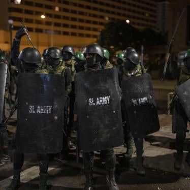 Sri Lankan army soldiers prepare to remove protesters and their tents from the site of a protest camp in Colombo, Sri Lanka, July 22, 2022.