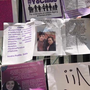 Letters and signs displayed at a demonstration