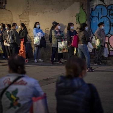 People wait in a line