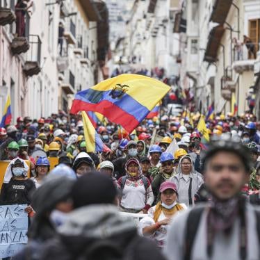 Indigenous demonstrators protest on the streets of the capital for the 15th consecutive day on June 27, 2022 in Quito, Ecuador.