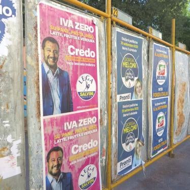 Election posters are seen on the streets of Rome in September 2022. 