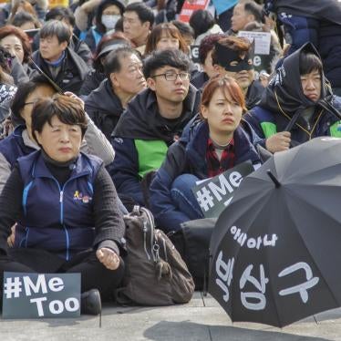 Union members at an International Women’s Day event in Seoul