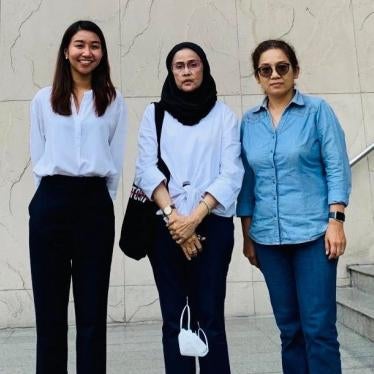 Three Thai human rights defenders—Angkhana Neelapaijit, Puttanee Kangkun, and Thanaporn Saleephol—face criminal defamation charges for reporting abuses.