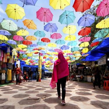 Umbrellas in open air market. 