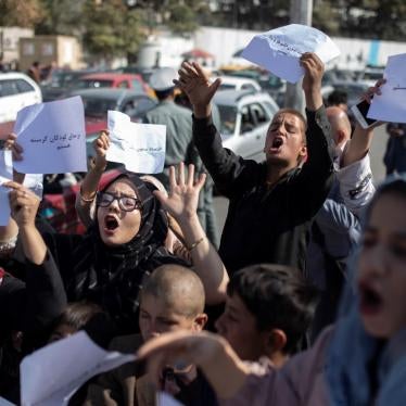 Afghan women chant during a protest in Kabul, Afghanistan, October 21, 2021.