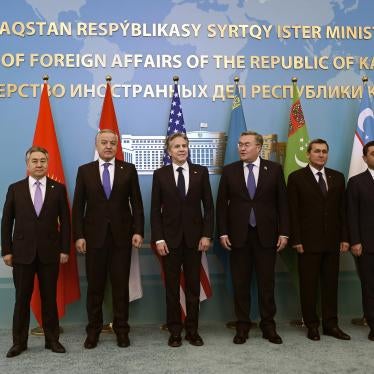 Kyrgyzstan's Foreign Minister Jeenbek Kulubaev, Tajikistan's Foreign Minister Sirojiddin Muhriddin, US Secretary of State Antony Blinken, Kazakhstan's Foreign Minister Mukhtar Tleuberdi, Turkmenistan's Foreign Minister Rashid Meredow and Uzbekistan's Foreign Minister Bakhtiyor Saidov participate in the US-Central Asia (G5+1) foreign ministerial meeting at the Ministry of Foreign Affairs in Astana, Kazakhstan, February 28, 2023.